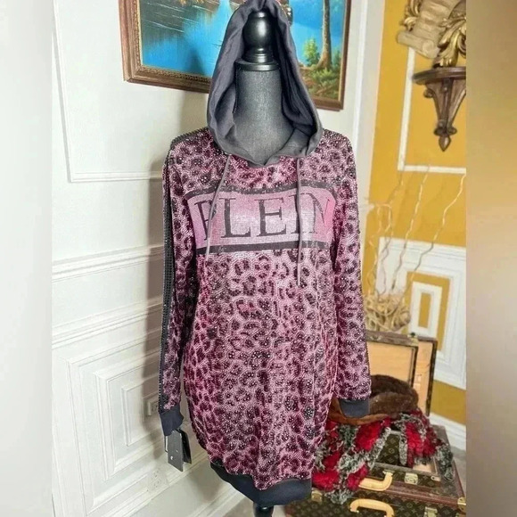 BNWT LIMITED EDITION FULL Crystal Jersey hoodie Dress - Picture 3 of 17
